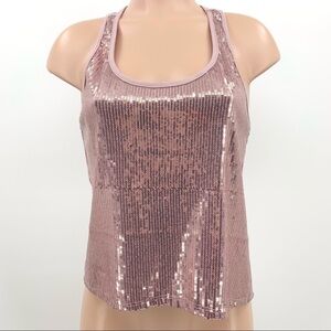 Julie’s Closet Pink Sequin Scoop Neck Racerback Tank Top Size Small
